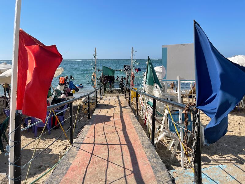 Visually impaired and blind Egyptians can now better enjoy the sea after a public beach was opened to accommodate them in Alexandria on the Mediterranean coast. Mahmoud Nasr / The National