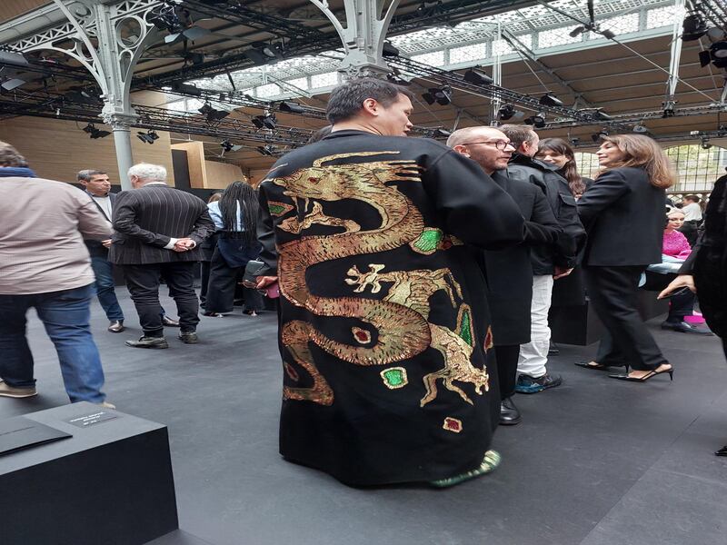 A dragon coat, seen at Valentino.