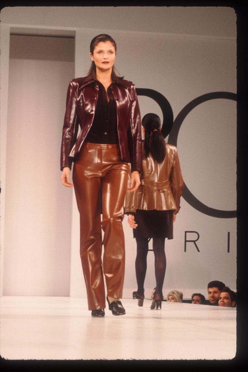 265111 12: Model Helena Christensen walks down the runway at the Max Azria fashion show March 27, 1996 in New York City. Celebrities and fashion industry elite attended New York Fashion Week's many shows. (Photo by Evan Agostini/Liaison/Getty Images)