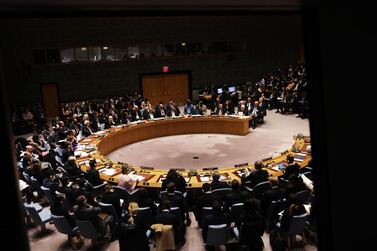 The United Nations Security Council meets at the UN headquarters in New York on February 11, 2020. Getty