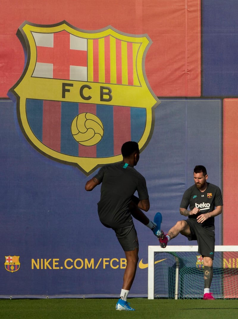 Barcelona's forward Lionel Messi attends a training session. EPA