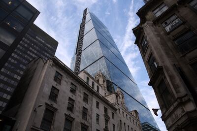 The Leadenhall Building, dubbed The Cheesegrater due to its distinctive shape, in London's financial district. Getty Images