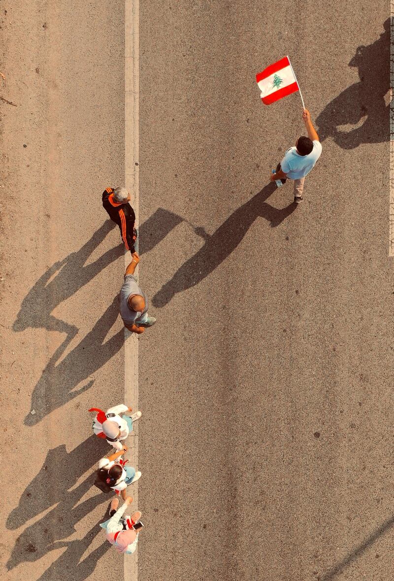 Drone images of Human Chain in Tripoli, Lebanon.  Photo by Omar Imadi