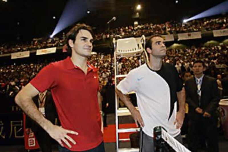 Roger Federer and Pete Sampras played in an exhibition tour in November last year.