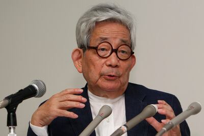 Kenzaburo Oe speaks at a press conference about an anti-nuclear petition drive in Tokyo, in 2011. AP Photo 