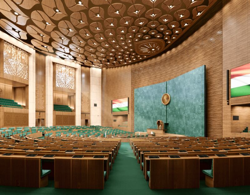 The peacock-inspired Lok Sabha hall will have a capacity of 888 seats