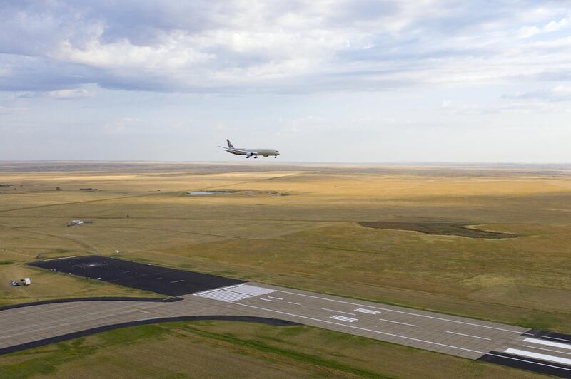 Etihad’s ecoDemonstrator rolls out a 'flying test bed' of new technologies at Glasgow in Montana. Courtesy Etihad Airways