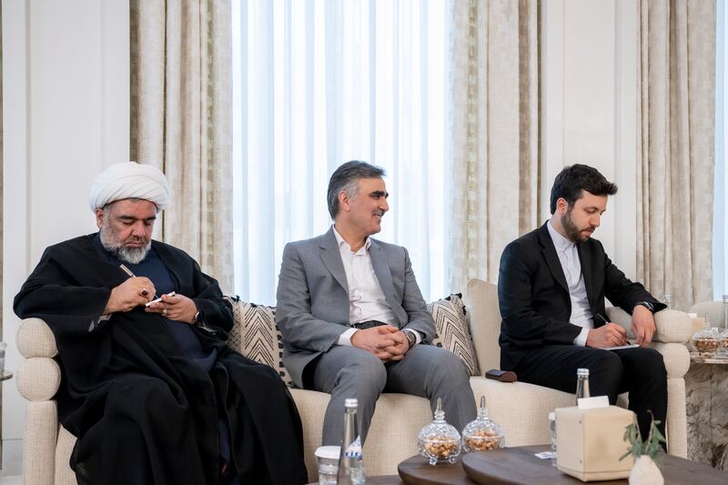 Members of the Iranian delegation at the meeting with President Sheikh Mohamed
