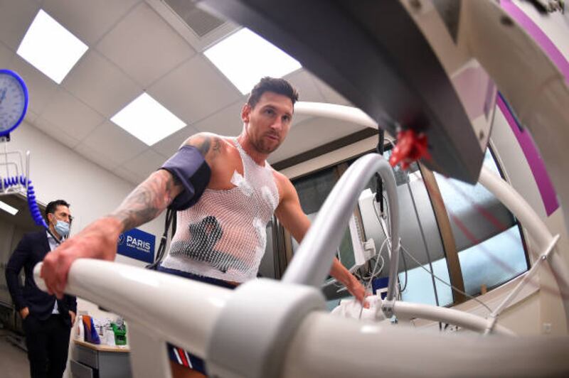 Lionel Messi undergoes his medical tests.