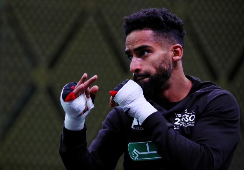 Saudi Arabian boxer Zuhayr Al Qahtani during the public work out. Reuters