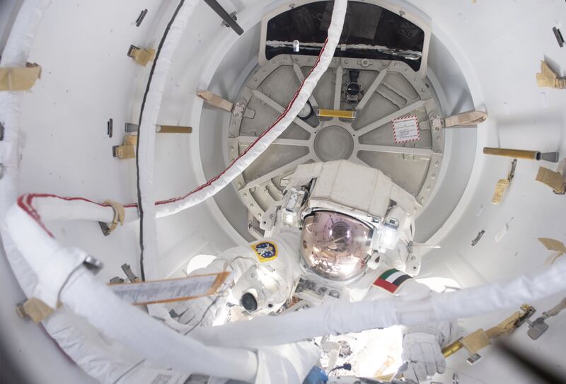 Emirati astronaut Sultan Al Neyadi posted new pictures of his April 28 spacewalk. Photo: @Astro_Alneyadi / Twitter