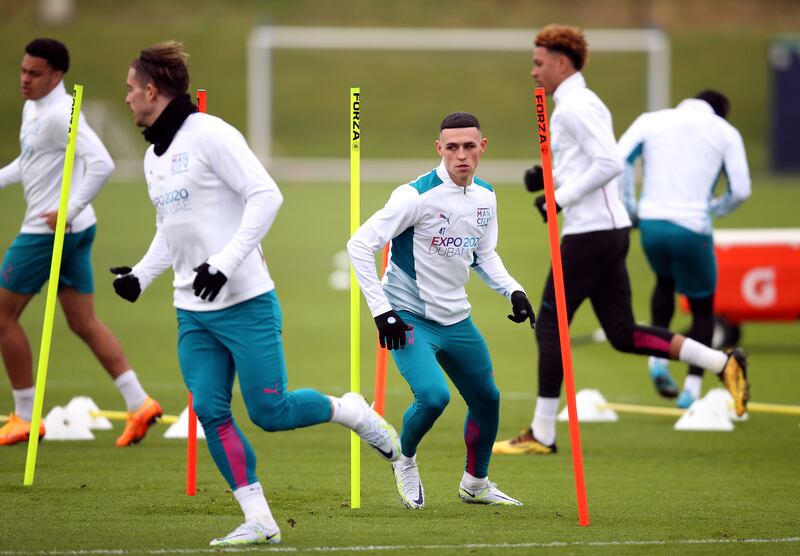 Manchester City's Phil Foden during training on Monday April 4, 2022, on the eve of their Champions League game against Atletico Madrid. PA
