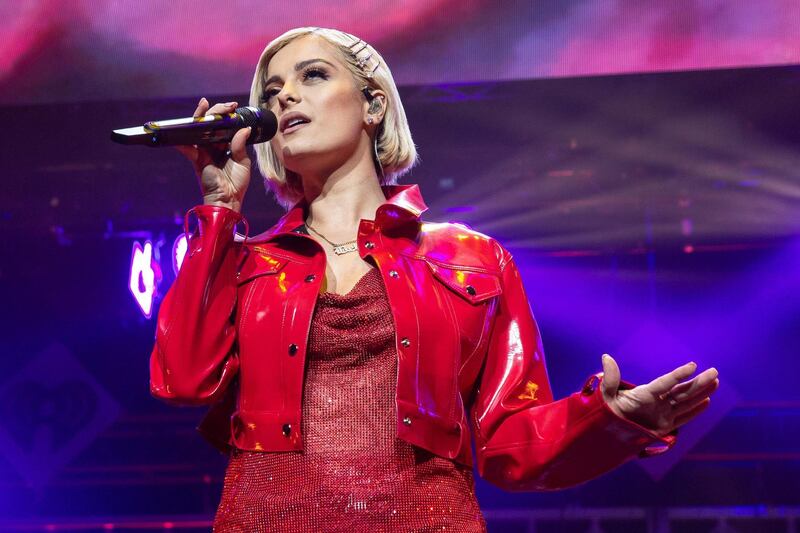 (FILES) In this file photo taken on November 26, 2018 Bebe Rexha performs during 106.1 KISS FM's Jingle Ball 2018 presented by Capital One at American Airlines Center in Dallas, Texas. An American pop star up for Best New Artist at next month's Grammys said she's struggling to find a dress for the ceremony, with designers calling her "too big." Bebe Rexha -- a singer who also nabbed a nomination for the tender country pop duet "Meant to Be" -- called out designers on social media for refusing to craft her a custom gown, in what has become a perennial issue on the red carpet."I had my team hit [up] a lot of designers," the 29-year-old said. "And a lot of them do not want to dress me because I'm too big."
 / AFP / SUZANNE CORDEIRO
