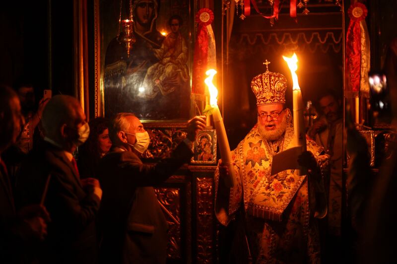  Orthodox Christian believers mark the Holy Week of Easter in celebration of the crucifixion and resurrection of Jesus Christ.  
 AFP