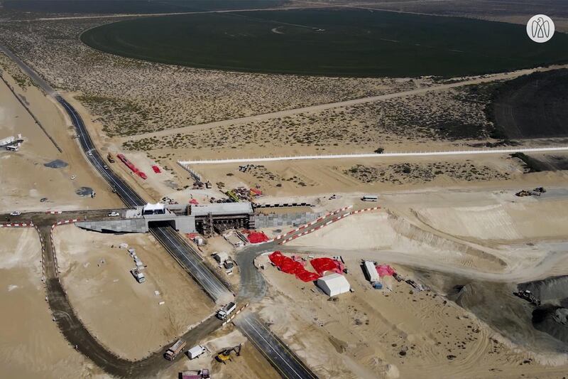 Sheikh Theyab enjoyed a 10km train journey across the fast-developing rail network