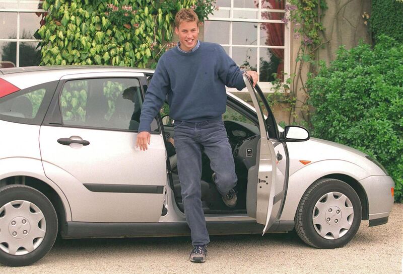 1999: Prince William gets out of his new Ford Focus car while learning to drive at Highgrove, Gloucestershire. Getty Images