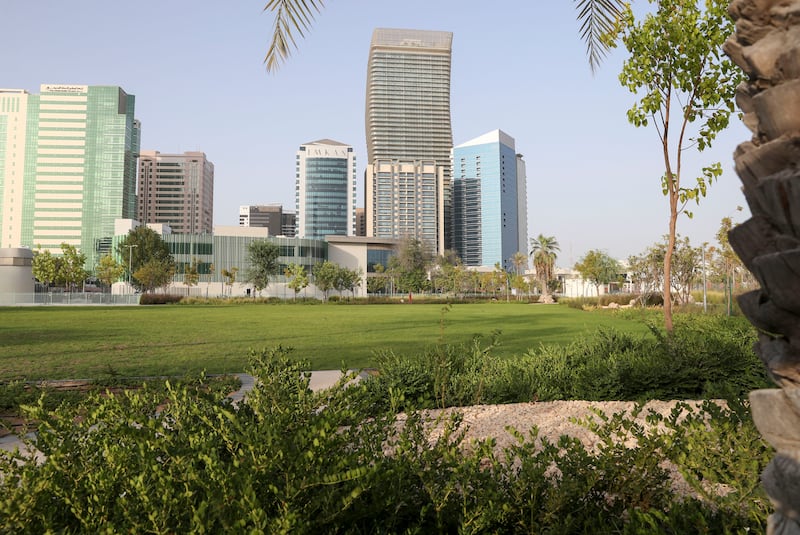 A view of the city from Sheikha Fatima bint Mubarak park in Khalidiya Abu Dhabi. All images by Khushnum Bhandari /  The National