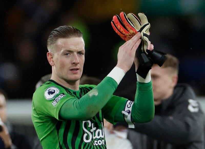 Everton's Jordan Pickford  after the match. Action Images
