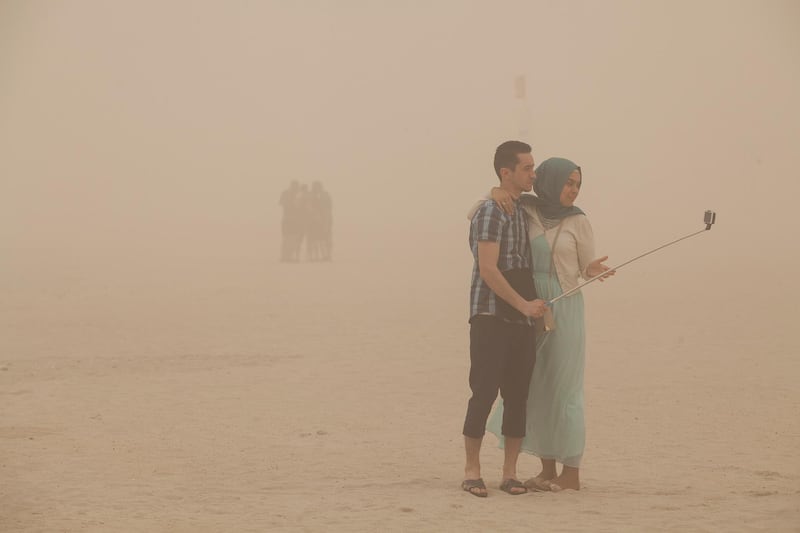 Dubai, United Arab Emirates. April 2, 2015///

Sandstorm weather. Umm Suqeim Beach. Dubai, United Arab Emirates. Mona Al Marzooqi/ The National 

Section: National  *** Local Caption ***  150402-MM-Sandstorm-008.JPG