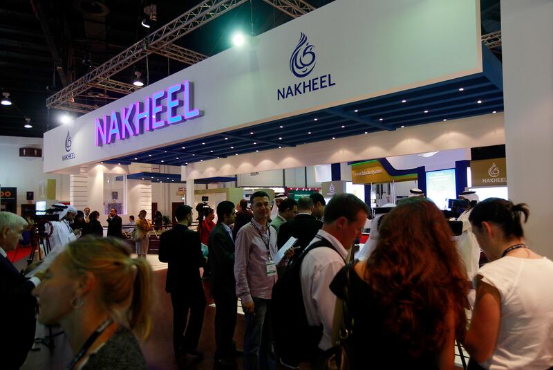 Dubai , United Arab Emirates- September 27,  2011:    Visitors browse the  Nahkeel stands at Cityscape Global in Dubai.  ( Satish Kumar / The National ) For Business