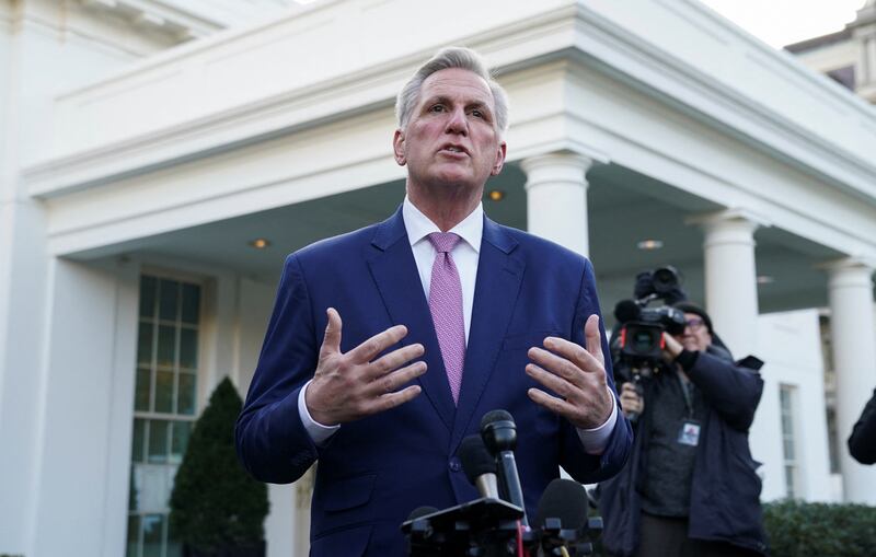 US House Speaker Kevin McCarthy after his meeting with President Joe Biden. Reuters