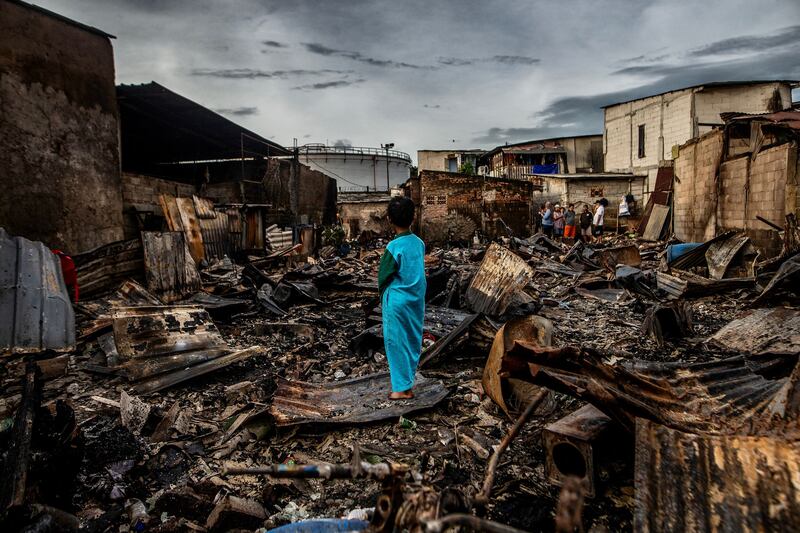 A deadly fuel depot fire ripped through residential buildings in North Jakarta, Indonesia. AFP