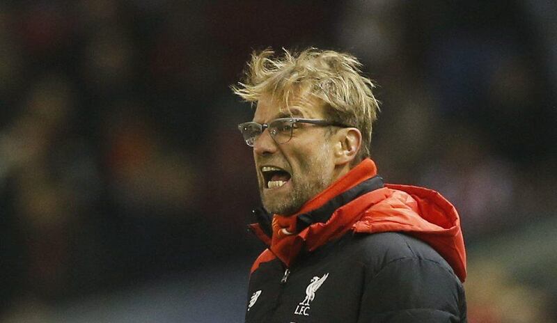 Liverpool manager Jurgen Klopp reacts during his team's Premier League match against West Brom on Sunday in the Premier League. Carl Recine / Action Images / Reuters / December 13, 2015 