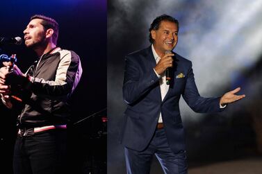 From left to right: Aziz Maraka and Ragheb Alama will bring their hits to Dubai Opera. Supplied, AFP