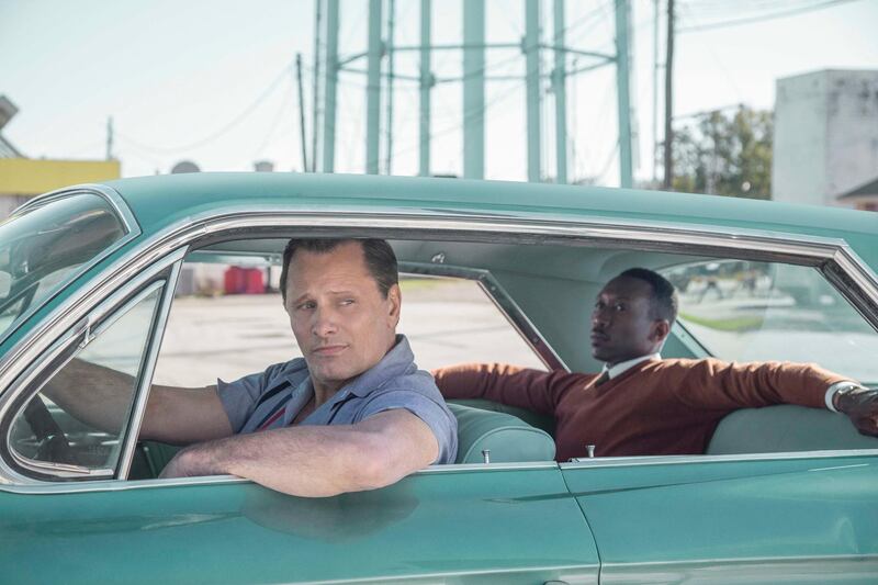 Viggo Mortensen as Tony Vallelonga and Mahershala Ali as Dr. Donald Shirley in "Green Book," directed by Peter Farrelly. Photo Credit: Patti Perret/Universal Pictures, Participant, and DreamWorks