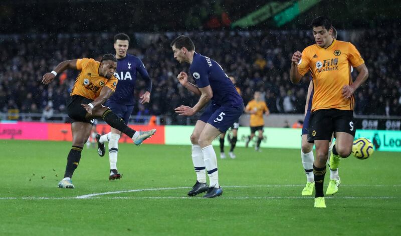Wolverhampton Wanderers' Adama Traore scores their first goal. Reuters