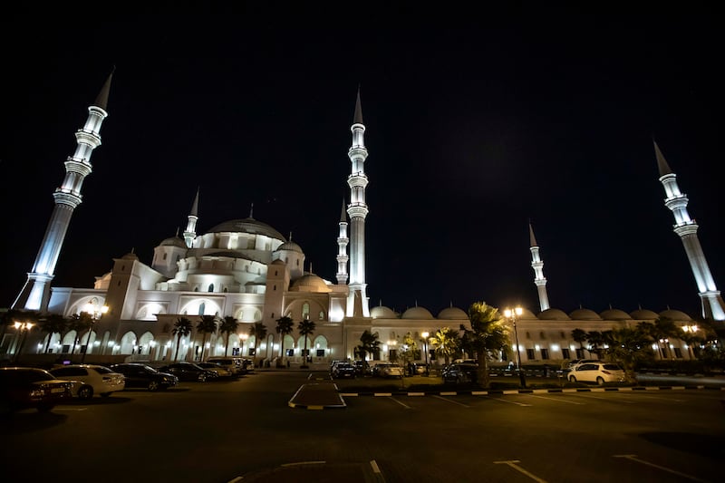 Sheikh Zayed Mosque in  Fujairah during the first evening prayer of Ramadan. Leslie Pableo for The National