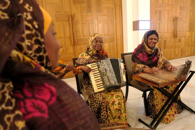 The Peacock ensemble, led by Maryam Hamdan playing the qanun, far right. Courtesy Haifa Besseiso 