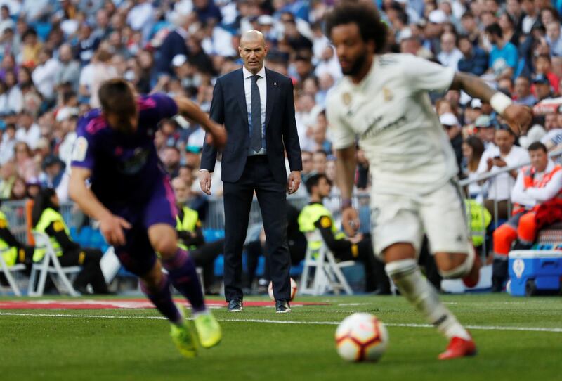 Real Madrid coach Zinedine Zidane looks on. Reuters