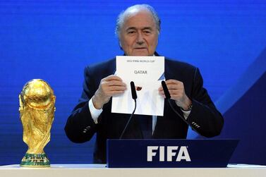 Sepp Blatter reveals Qatar as the hosts of the 2022 World Cup in 2010. AP Photo