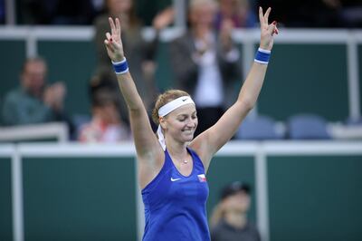 Tennis - Fed Cup World Group First Round - Czech Republic vs Switzerland - O2 Arena, Prague, Czech Republic - February 11, 2018   Czech Republic's Petra Kvitova celebrates after winning her singles match against Switzerland's Belinda Bencic   REUTERS/Milan Kammermayer     TPX IMAGES OF THE DAY