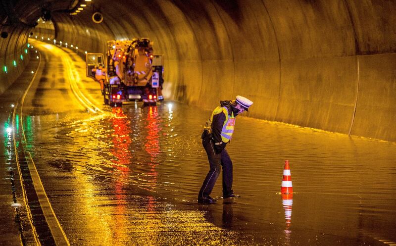 A flooded tunnel in Stuttgart, Germany. Kohls / EPA