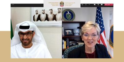 UAE Special Envoy for Climate, Dr Sultan Al Jaber, and US Secretary of Energy, Jennifer Granholm. Both sides underlined their commitment to tackling climate change. 