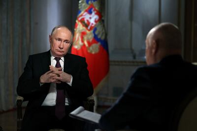 Russian President Vladimir Putin during an interview in Moscow. Reuters