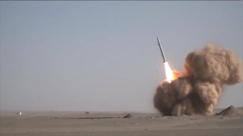 An image grab from footage obtained from the state-run Iran Press news agency on February 9, 2020 shows the launch of the new Raad-500 missile, a short-range ballistic missile by Iran's Islamic Revolutionary Guard Corps (IRGC) that they say can be powered by a "new generation" of engines designed to put satellites into orbit. Iran started counting down on February 9, 2020 to the launch of a new scientific observation satellite scheduled within hours, the country's telecommunications minister said. The United States has raised concerns in the past about Iran's satellite programme, describing the launch of a carrier rocket in January 2019 as a "provocation". - RESTRICTED TO EDITORIAL USE - MANDATORY CREDIT - AFP PHOTO / HO / IRAN PRESS NO MARKETING NO ADVERTISING CAMPAIGNS - DISTRIBUTED AS A SERVICE TO CLIENTS FROM ALTERNATIVE SOURCES, AFP IS NOT RESPONSIBLE FOR ANY DIGITAL ALTERATIONS TO THE PICTURE'S EDITORIAL CONTENT, DATE AND LOCATION WHICH CANNOT BE INDEPENDENTLY VERIFIED  - NO RESALE - NO ACCESS ISRAEL MEDIA/PERSIAN LANGUAGE TV STATIONS/ OUTSIDE IRAN/ STRICTLY NI ACCESS BBC PERSIAN/ VOA PERSIAN/ MANOTO-1 TV/ IRAN INTERNATIONAL
 / AFP / IRAN PRESS / - / RESTRICTED TO EDITORIAL USE - MANDATORY CREDIT - AFP PHOTO / HO / IRAN PRESS NO MARKETING NO ADVERTISING CAMPAIGNS - DISTRIBUTED AS A SERVICE TO CLIENTS FROM ALTERNATIVE SOURCES, AFP IS NOT RESPONSIBLE FOR ANY DIGITAL ALTERATIONS TO THE PICTURE'S EDITORIAL CONTENT, DATE AND LOCATION WHICH CANNOT BE INDEPENDENTLY VERIFIED  - NO RESALE - NO ACCESS ISRAEL MEDIA/PERSIAN LANGUAGE TV STATIONS/ OUTSIDE IRAN/ STRICTLY NI ACCESS BBC PERSIAN/ VOA PERSIAN/ MANOTO-1 TV/ IRAN INTERNATIONAL
