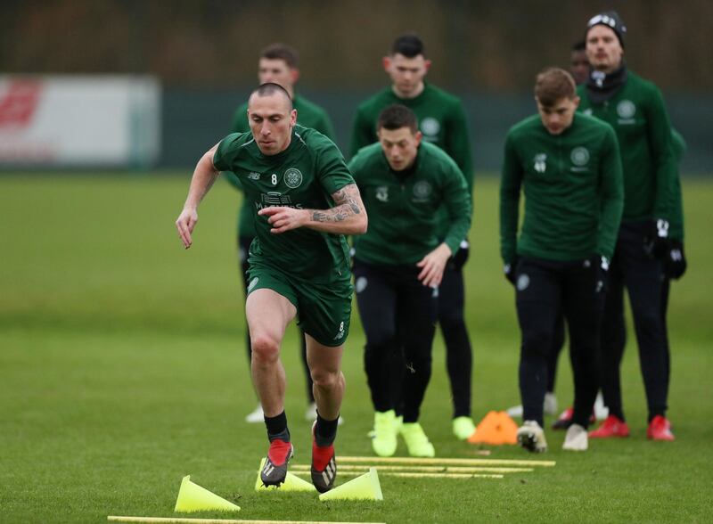Celtic Training - Lennoxtown Training Centre, Glasgow, Britain. Celtic's Scott Brown during training Action. Reuters
