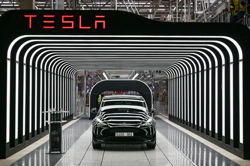 Tesla's revenue during the last quarter jumped 3 per cent yearly to more than $25.17 billion. AP