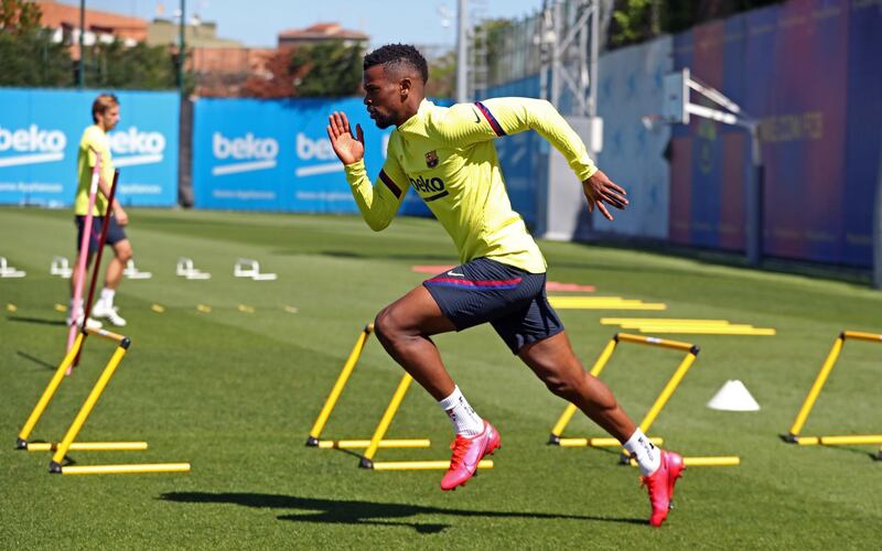 Nelson Semedo during a training session at Ciutat Esportiva Joan Gamper. Getty Images