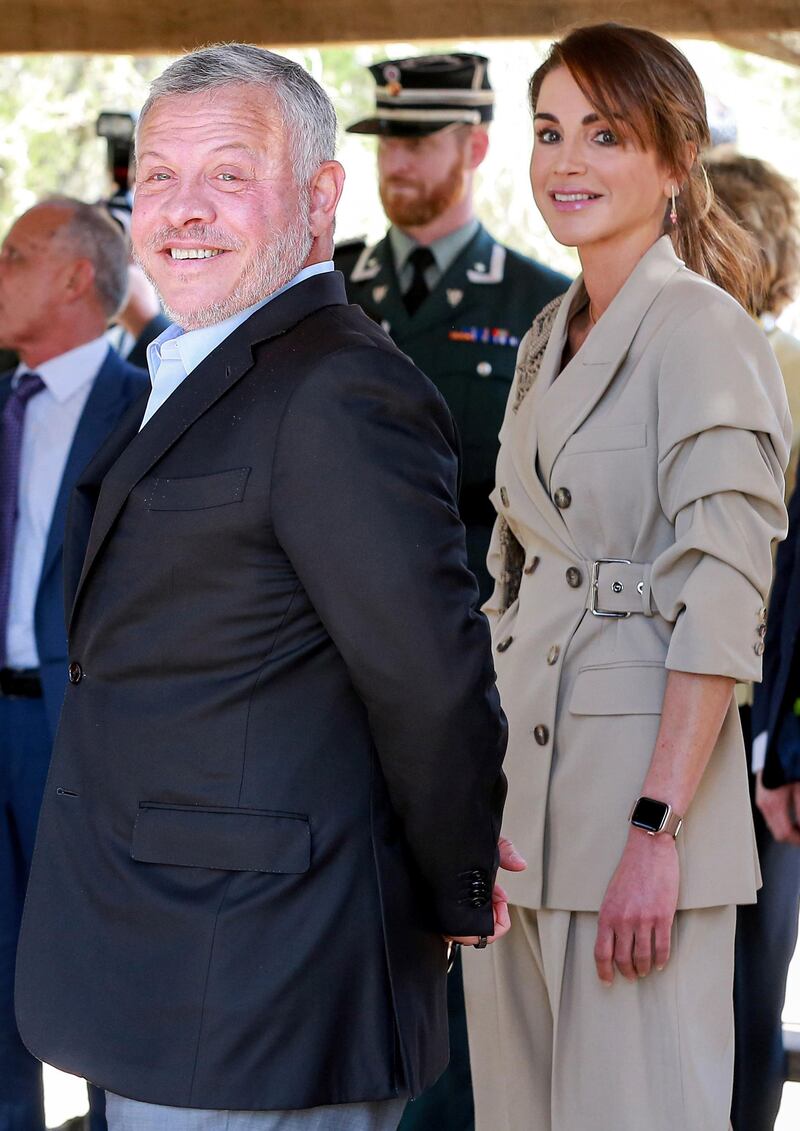 King Abdullah II and Queen Rania accompany the King and Queen of Norway.   AFP