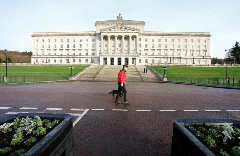 Parliament Buildings, the seat of the Northern Ireland Assembly, is pictured on the Stormont Estate in Belfast on January 10, 2020.

 A draft deal to revive Northern Ireland's defunct government was published on Thursday, three years to the day since the province's executive collapsed in acrimony. The document throws down the gauntlet to the region's parties ahead of a Monday deadline which will see an election called if no deal is agreed. / AFP / Paul Faith
