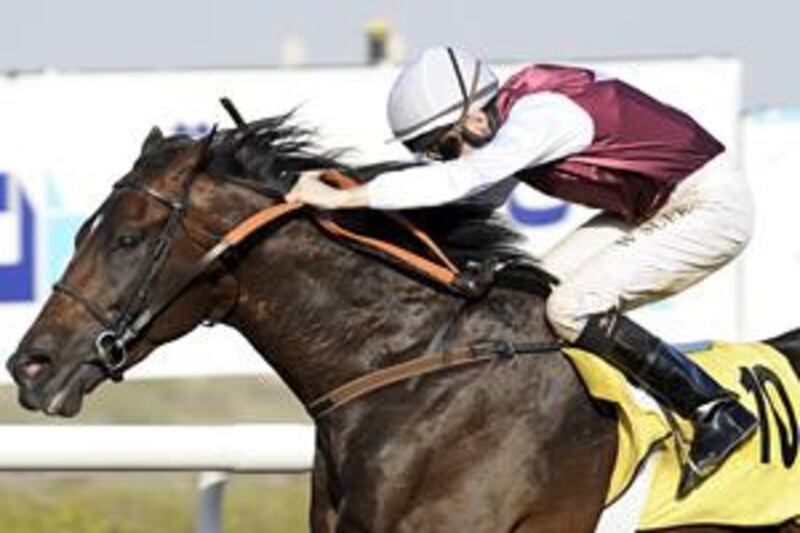 Plavius raced to victory at Jebel Ali in the mile handicap.