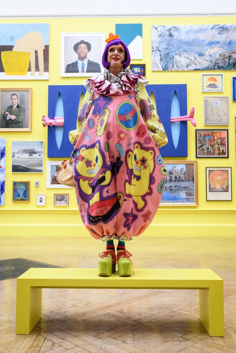 Artist Grayson Perry poses for photographers during a press preview of the 250th Summer Exhibition at Royal Academy of Arts. Leon Neal / Getty Images