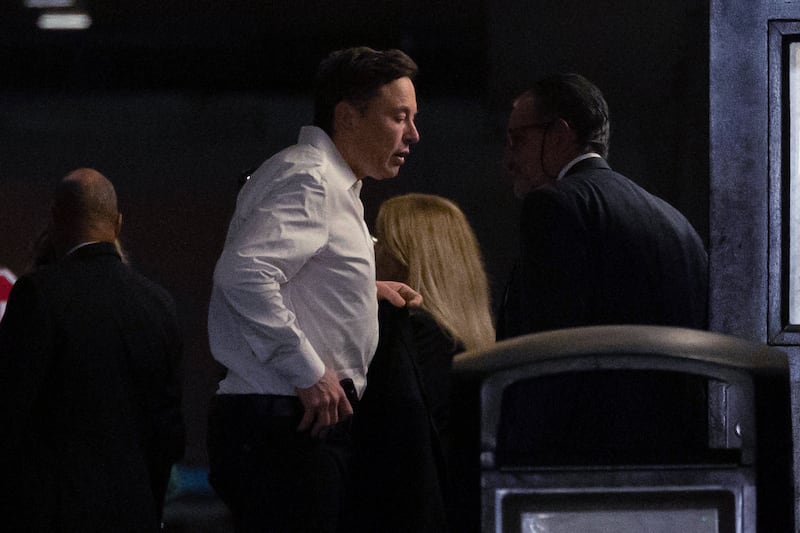 Mr Musk arrives at the Baron Investment Conference at the Metropolitan Opera House in New York. AP