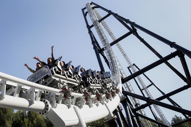 Visitors ride the Full Throttle roller coaster at Six Flags Magic Mountain in Valencia, California. Patrick Fallon / Bloomberg
