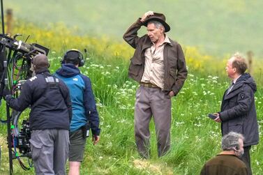 Harrison Ford and Toby Jones photographed on set during filming of the new 'Indiana Jones' movie in Leaderfoot in the Scottish Borders. Shutterstock