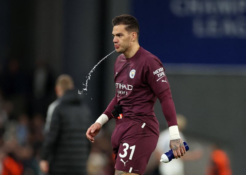 MANCHESTER CITY RATINGS: Ederson - 6, Wasn’t at his best with his feet but did well to deal with Lerager’s shot and Haraldsson’s corner delivery. Action Images

